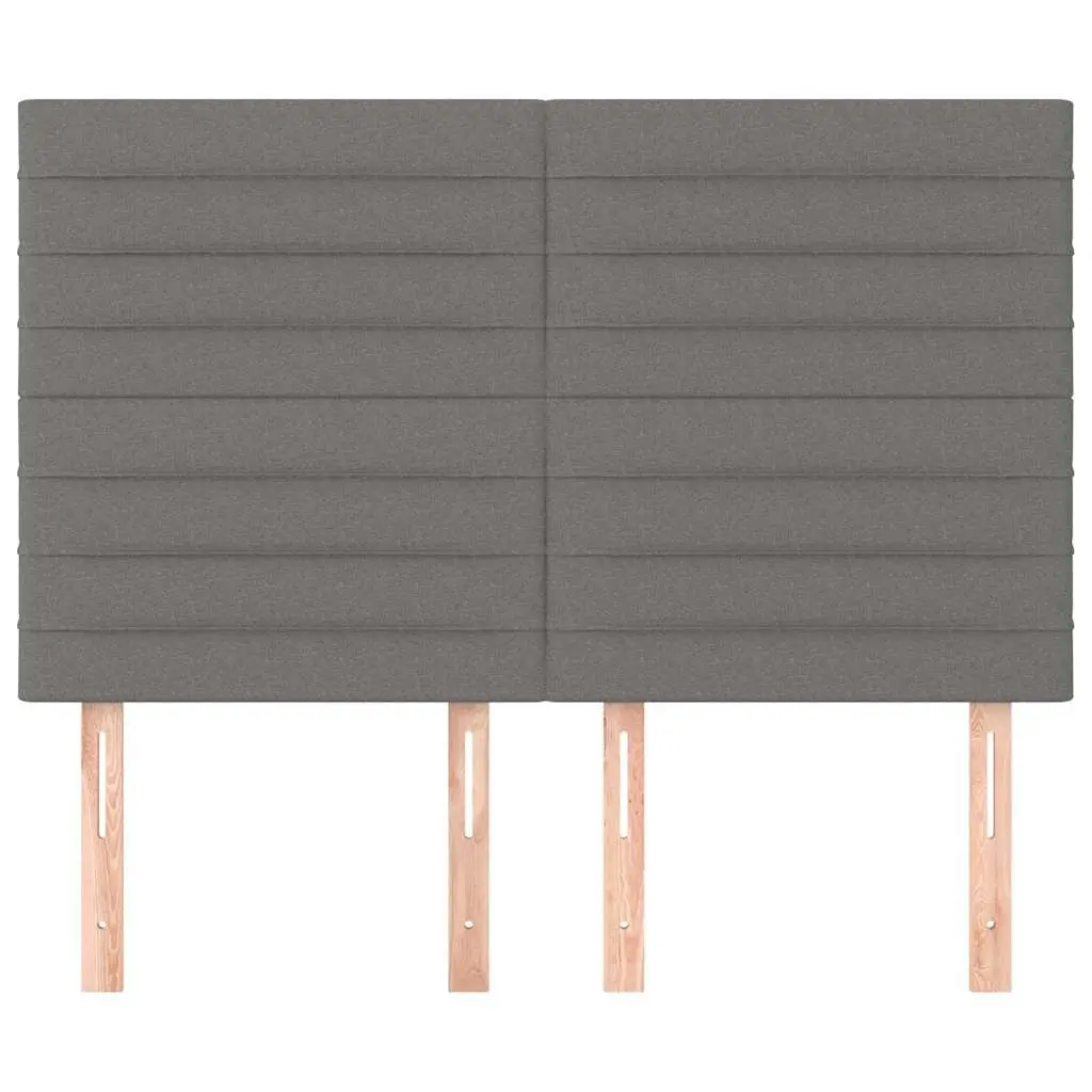 Fabric Headboard Dark Grey Adjustable Height Wooden Legs 144 x 5 x 118128 cm