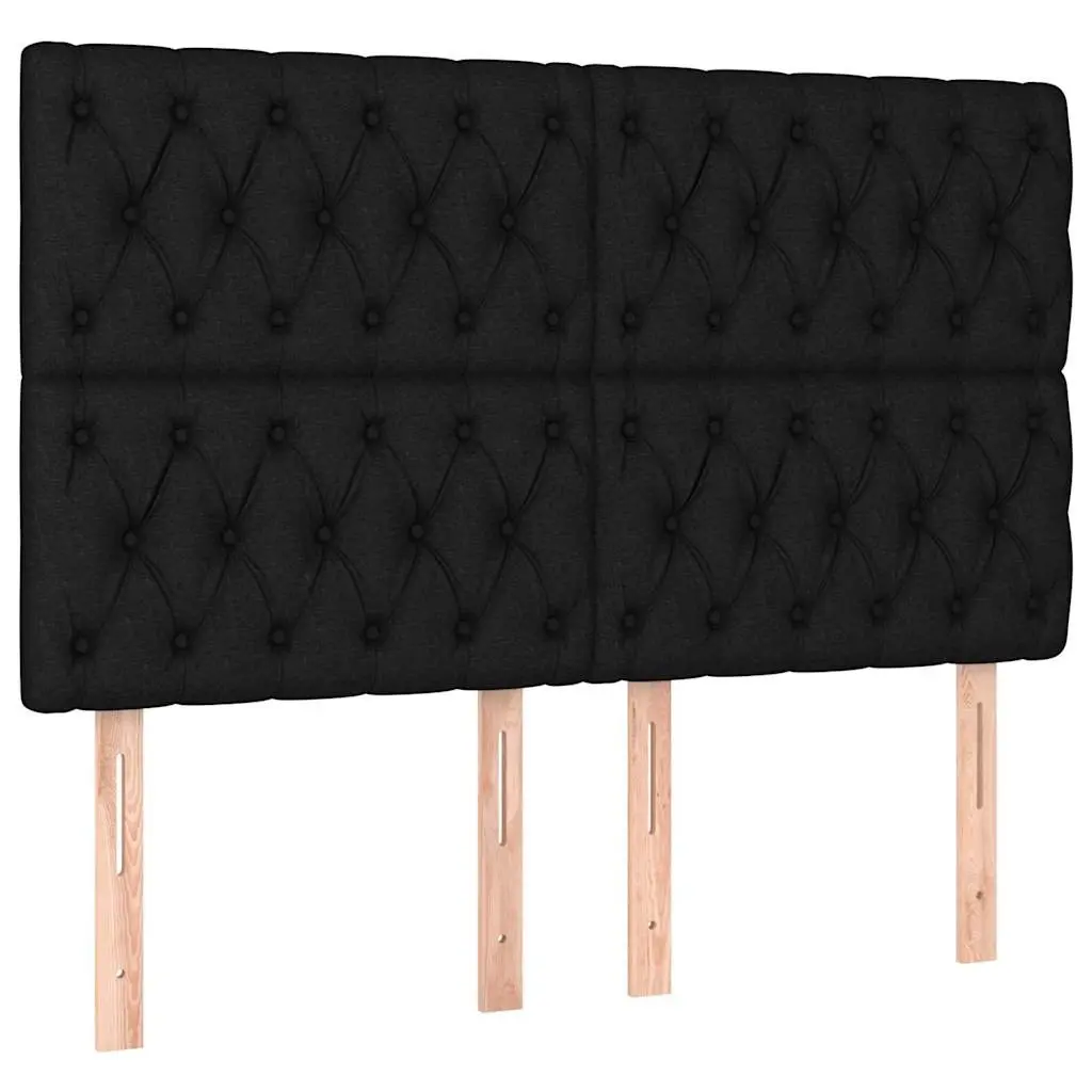 Fabric Headboard Black Adjustable Height 160cm Wooden Legs
