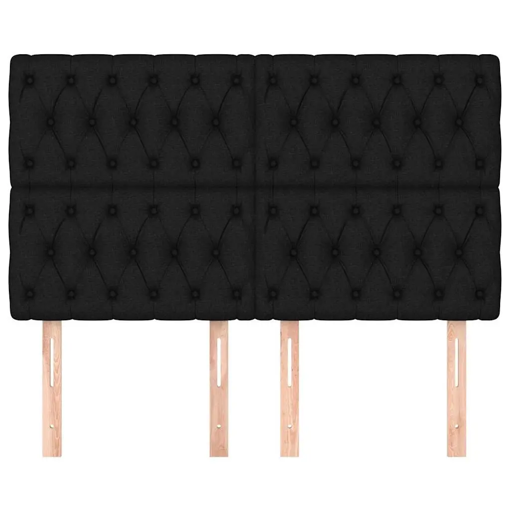 Fabric Headboard Black Adjustable Height 160cm Wooden Legs