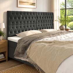 Friendly Dark Grey Velvet Headboard for Your Bedroom
