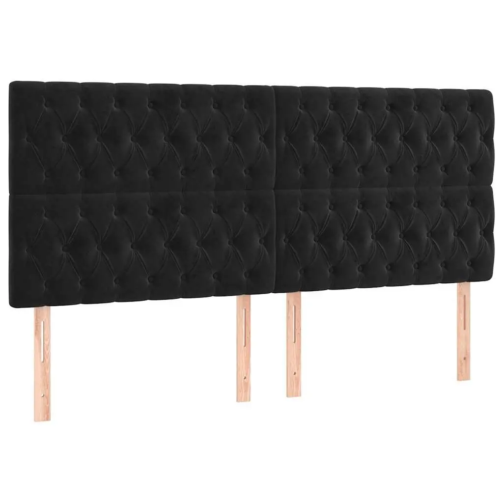 Velvet Headboard Adjustable Height Black 200cm