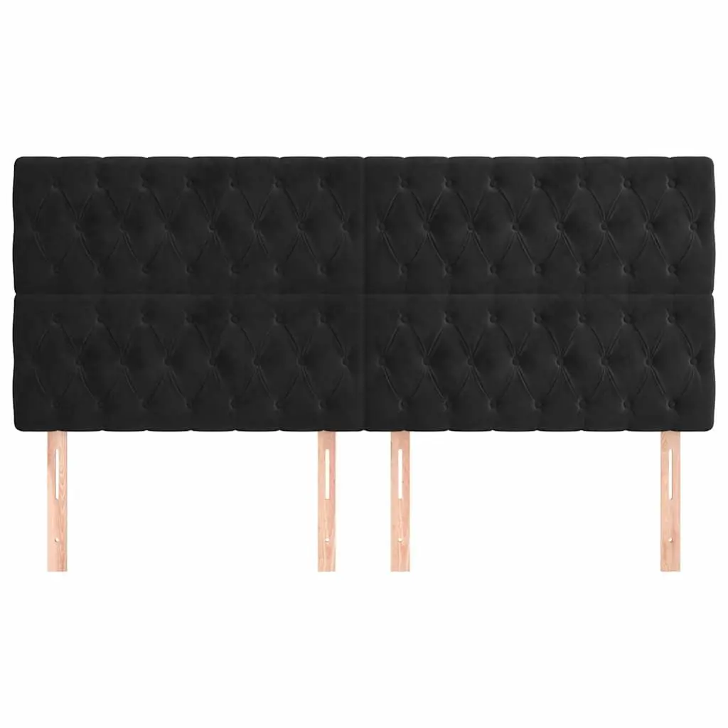 Velvet Headboard Adjustable Height Black 200cm