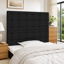 Bed Headboard 80cm Black Fabric Adjustable Height Wooden Legs Back Support