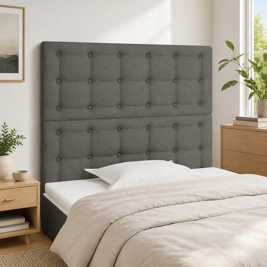 Headboard Fabric Dark Grey 100x5x118128 cm Bedroom Bed Head Support Back Rest