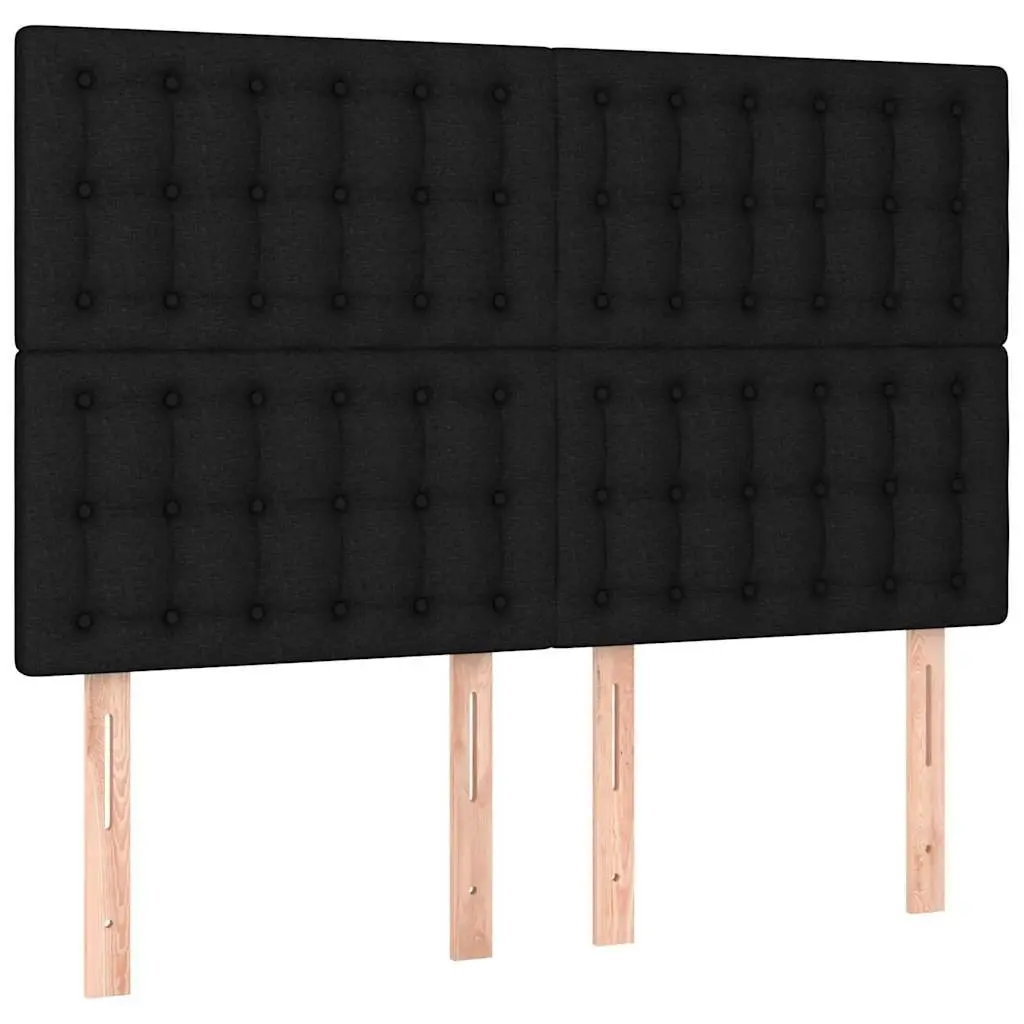 Black Fabric Headboard with Wooden Legs Adjustable Height Bedroom Bed Support