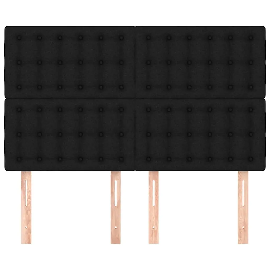 Black Fabric Headboard with Wooden Legs Adjustable Height Bedroom Bed Support