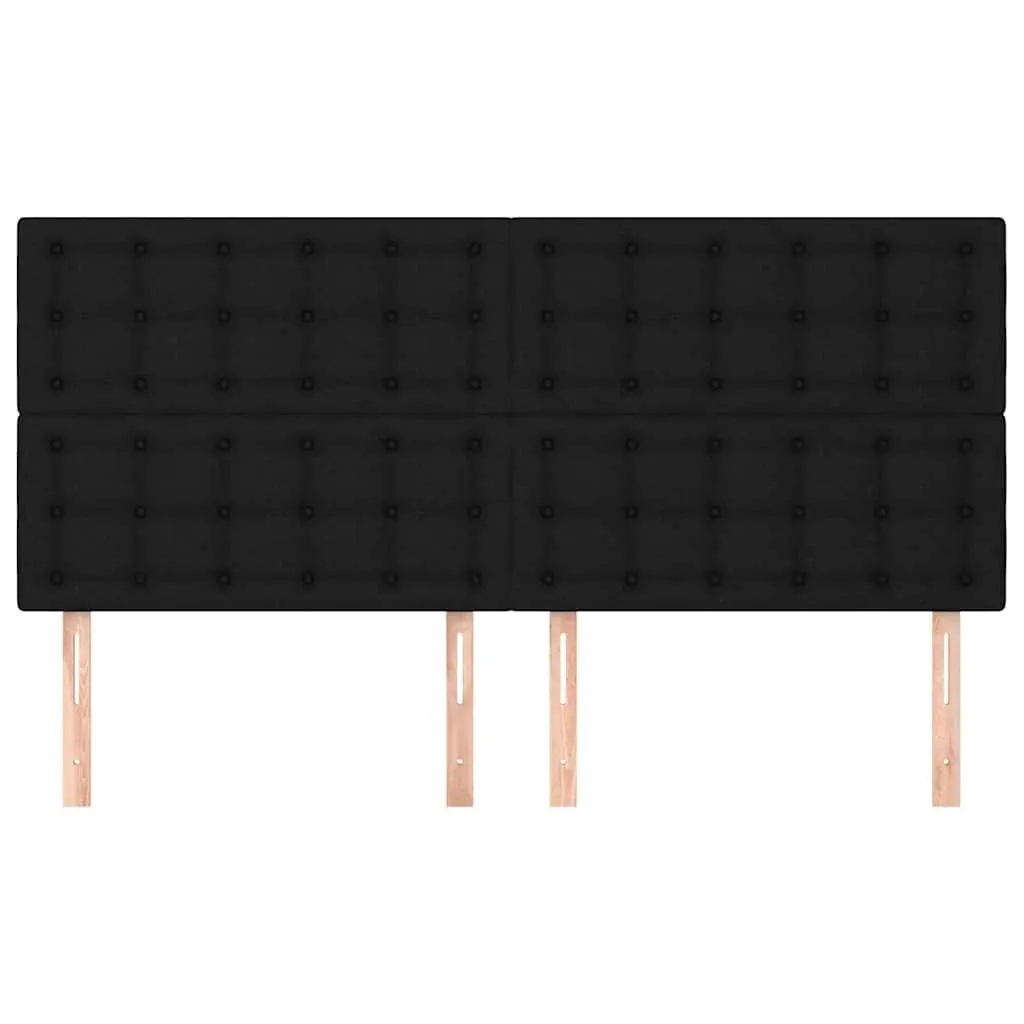 Fabric Headboard Black Adjustable Height Wooden Legs 160 x 5 x 118/128 cm