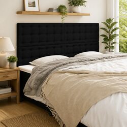 Your New Favorite Black Fabric Headboard 200x5x118/128 cm
