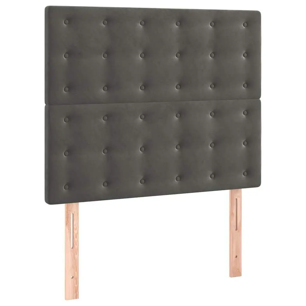 Headboard Dark Grey Velvet Adjustable Height Bed Head Support Wooden Legs