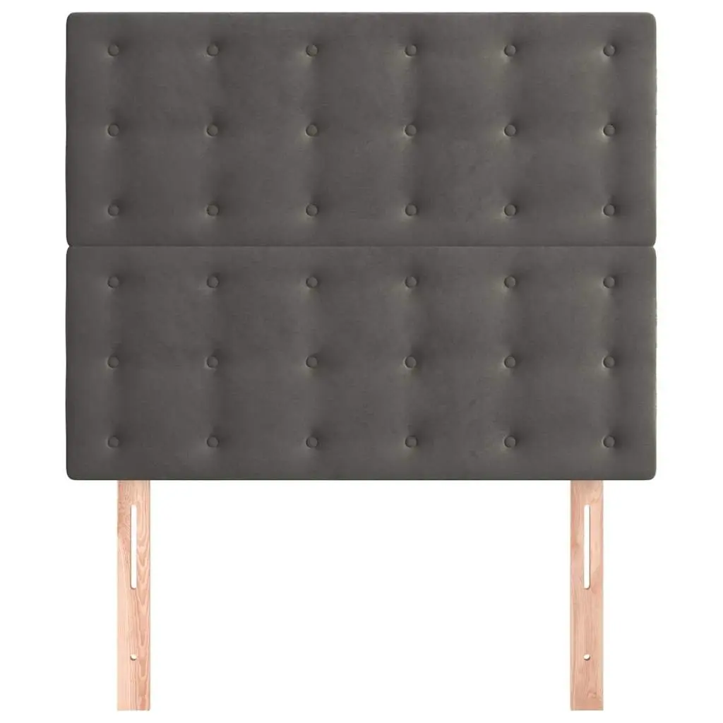Headboard Dark Grey Velvet Adjustable Height Bed Head Support Wooden Legs