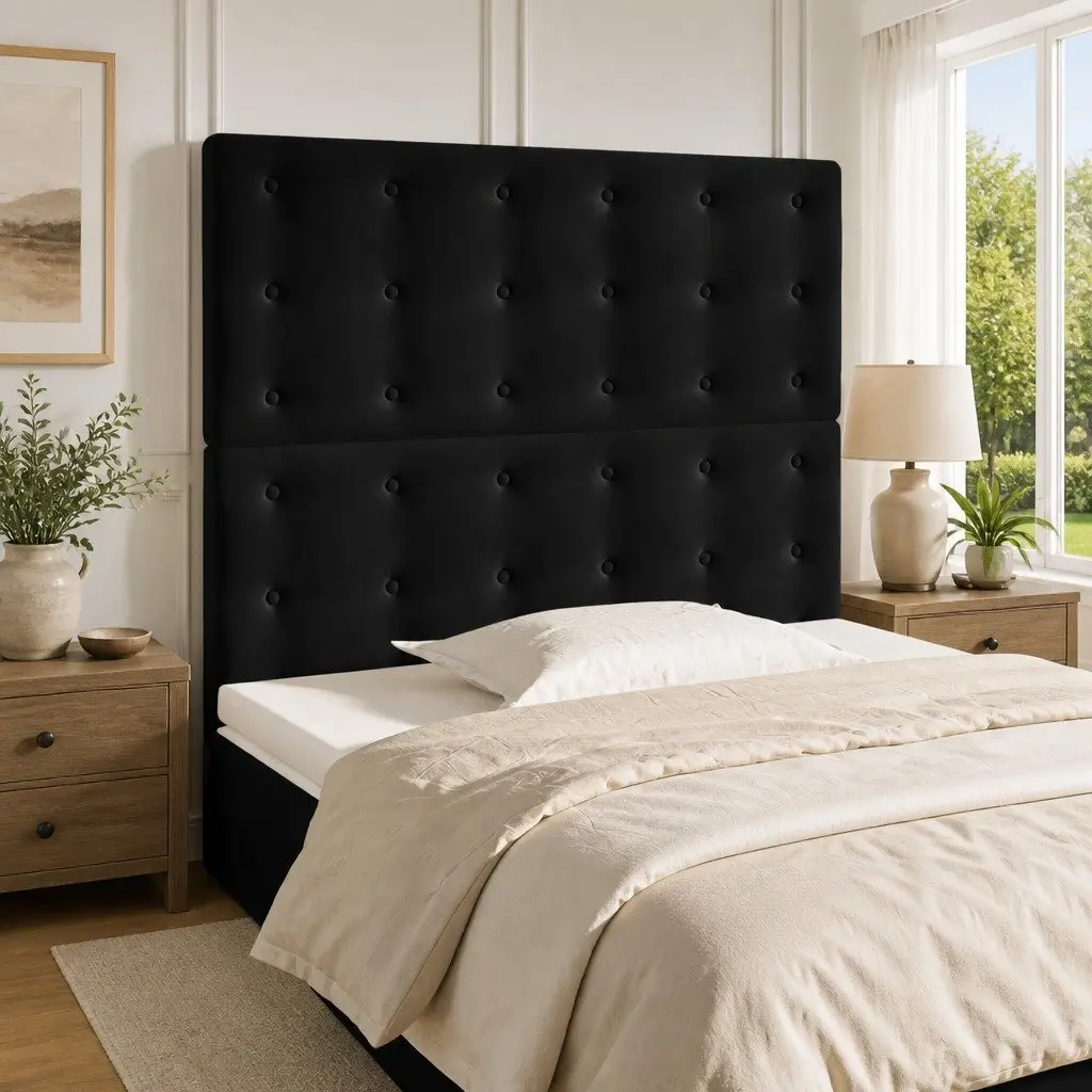 Black Velvet Headboard 80x5x118/128 cm