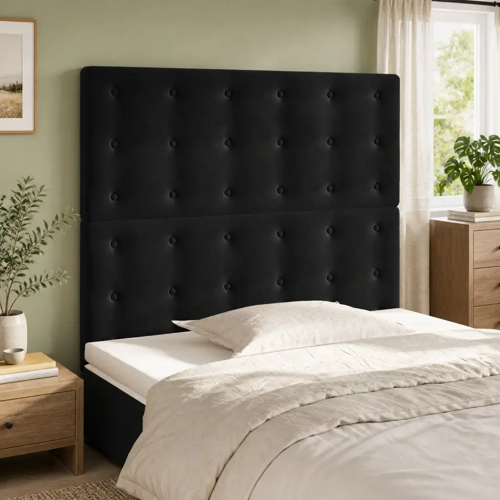 Black Velvet Headboard Adjustable Height 100cm Width