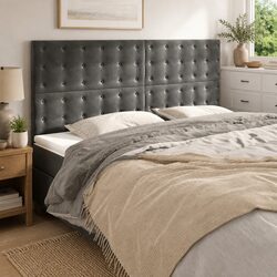 Adjustable Dark Grey Velvet Headboard for Your Comfort