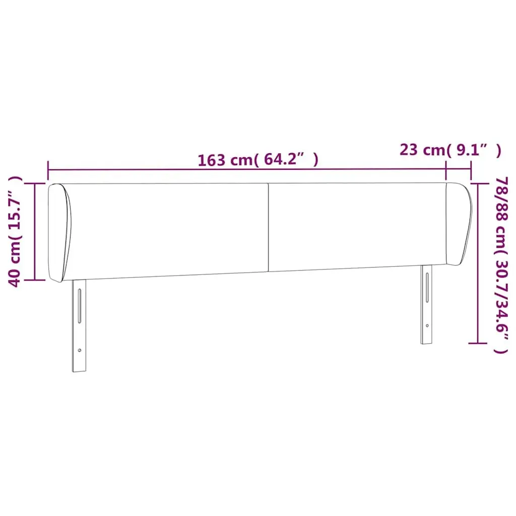 Headboard with Ears Grey Fabric 163cm Adjustable Height Bedroom Bed Head Rest Support