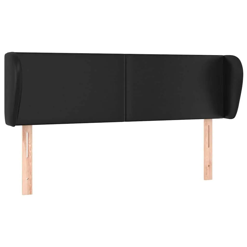Faux Leather Headboard with Ears Adjustable Height Black 147 cm Bedroom Backrest Furniture
