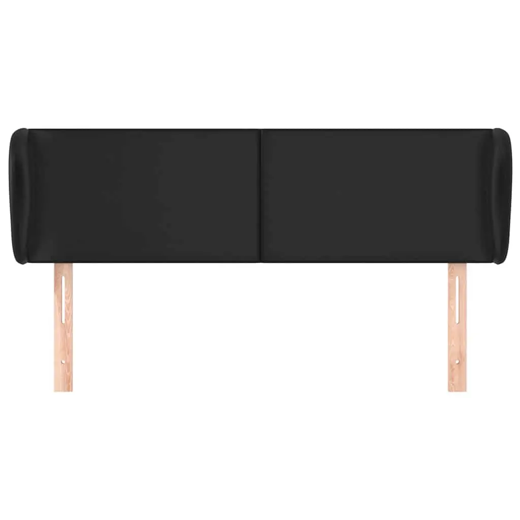 Faux Leather Headboard with Ears Adjustable Height Black 147 cm Bedroom Backrest Furniture