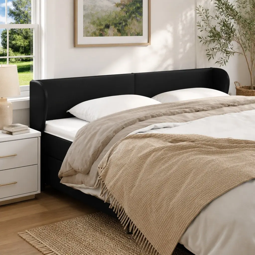 Faux Leather Headboard with Ears Black 203cm Bed Support Furniture