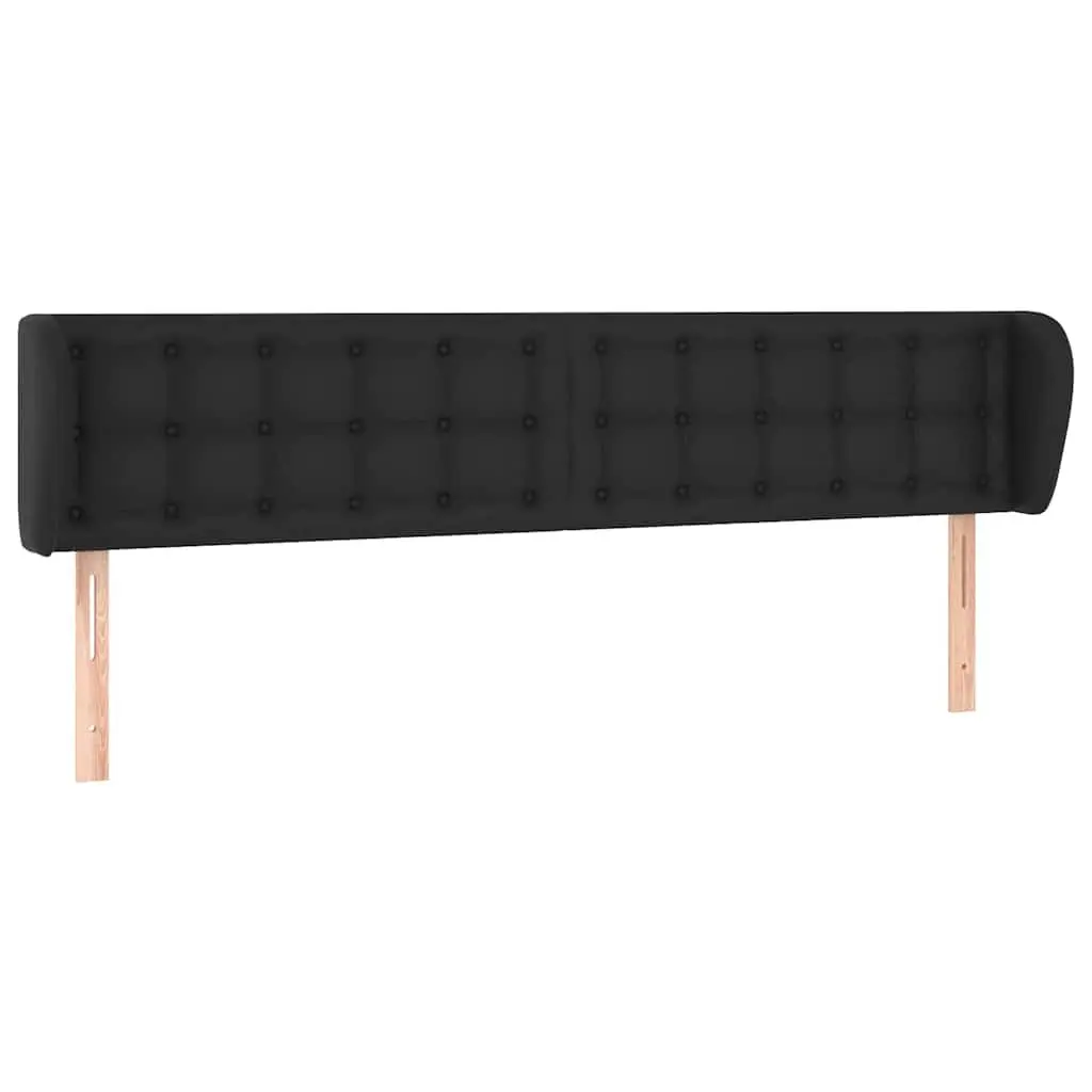 Black Faux Leather Headboard with Ears Adjustable Height 163cm