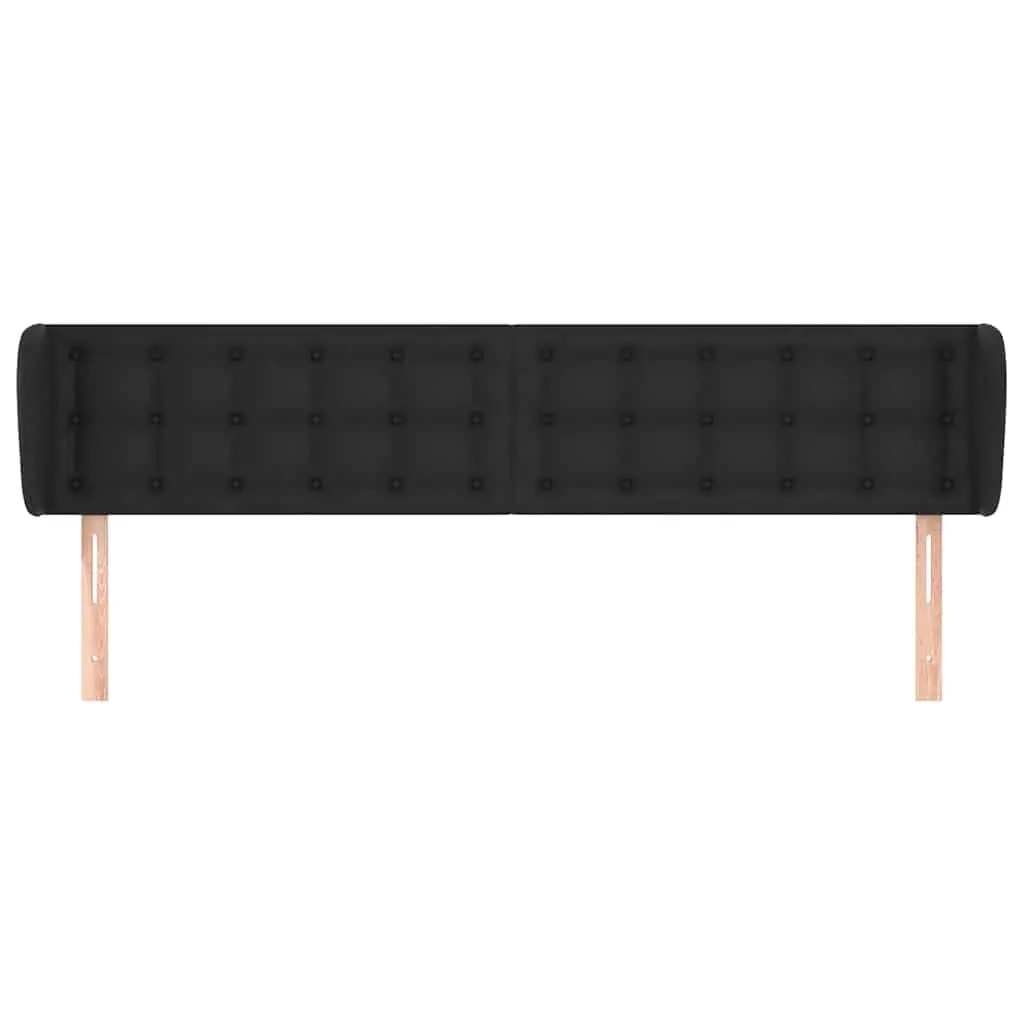 Black Faux Leather Headboard with Ears Adjustable Height 163cm