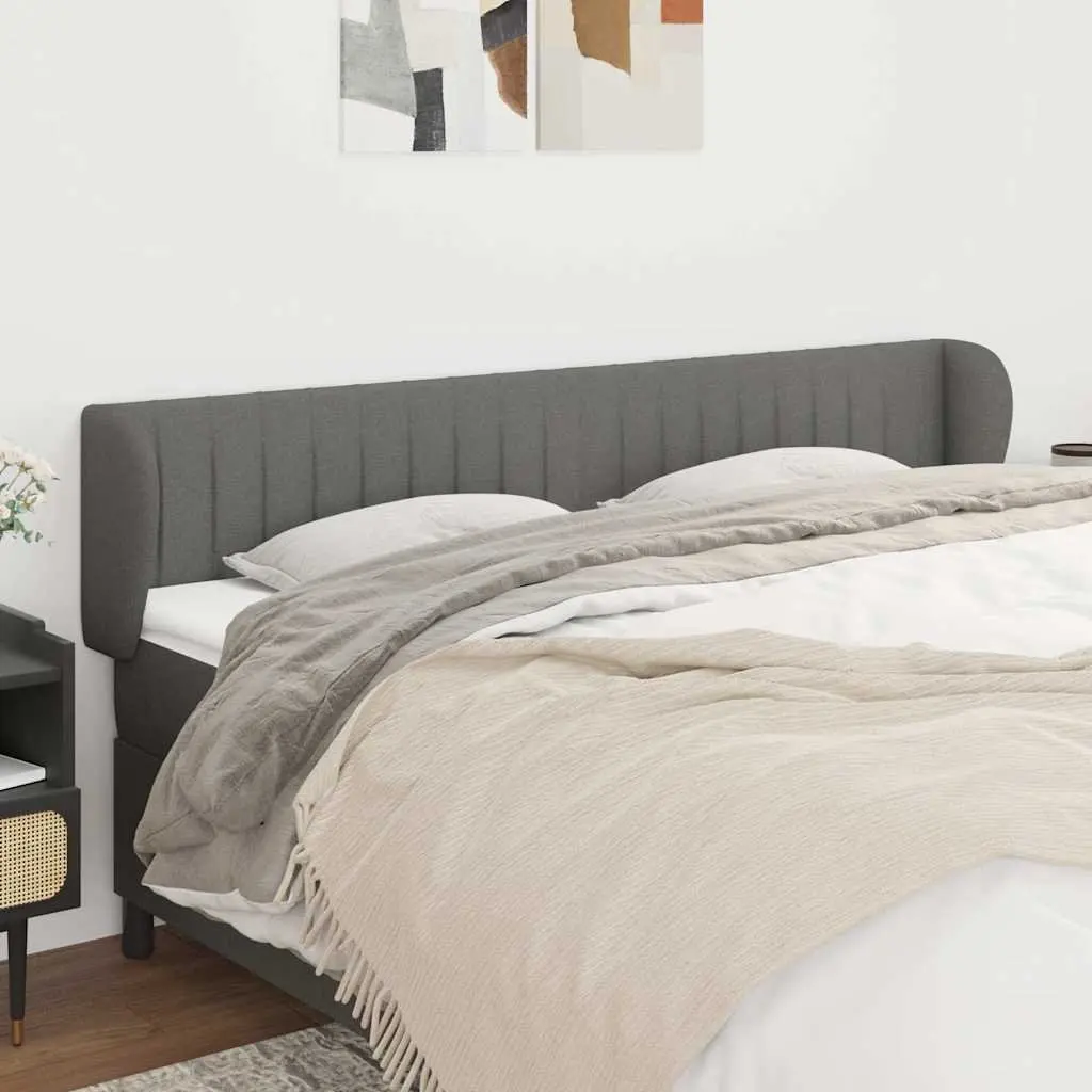 Fabric Headboard with Ears Grey Adjustable Height 203 cm Wooden Legs