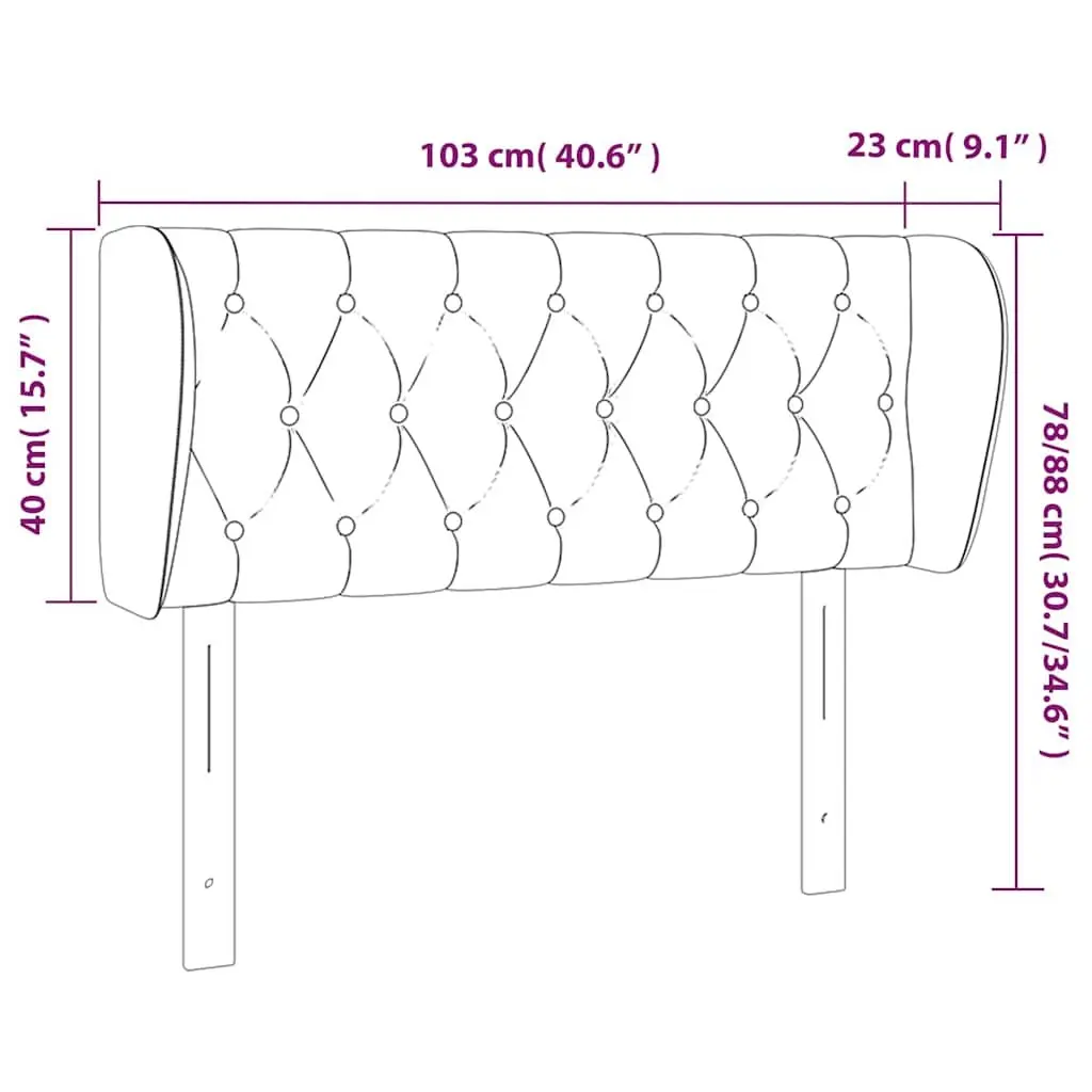 Fabric Headboard with Ears Grey 103cm Adjustable Height Bedroom Bed Support