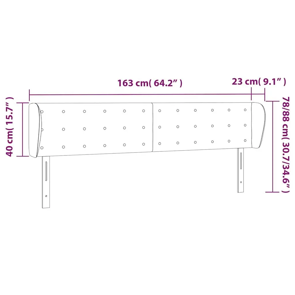 Headboard with Ears Grey Fabric Adjustable Height Wooden Legs