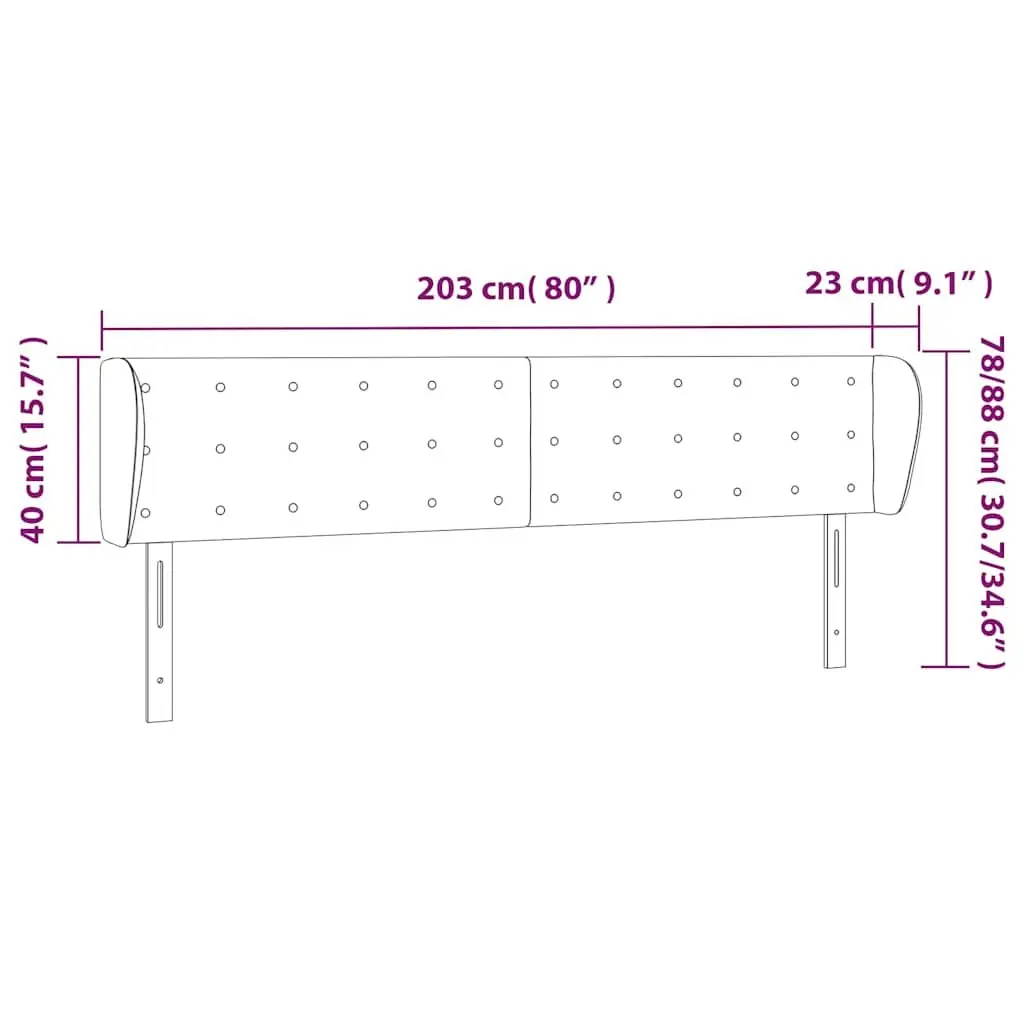 Headboard with Ears Grey Fabric 203cm Bed Head Support