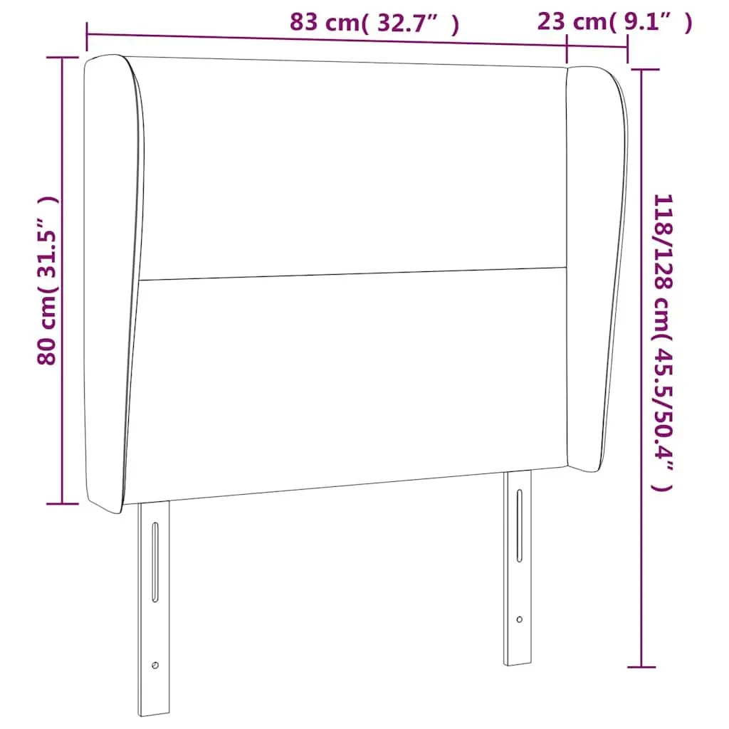 Headboard with Ears Dark Grey Fabric Upholstered 83cm