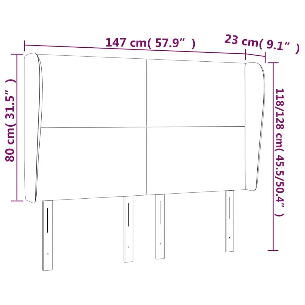 Headboard with Ears Grey 147 cm Fabric Bedroom Furniture Support