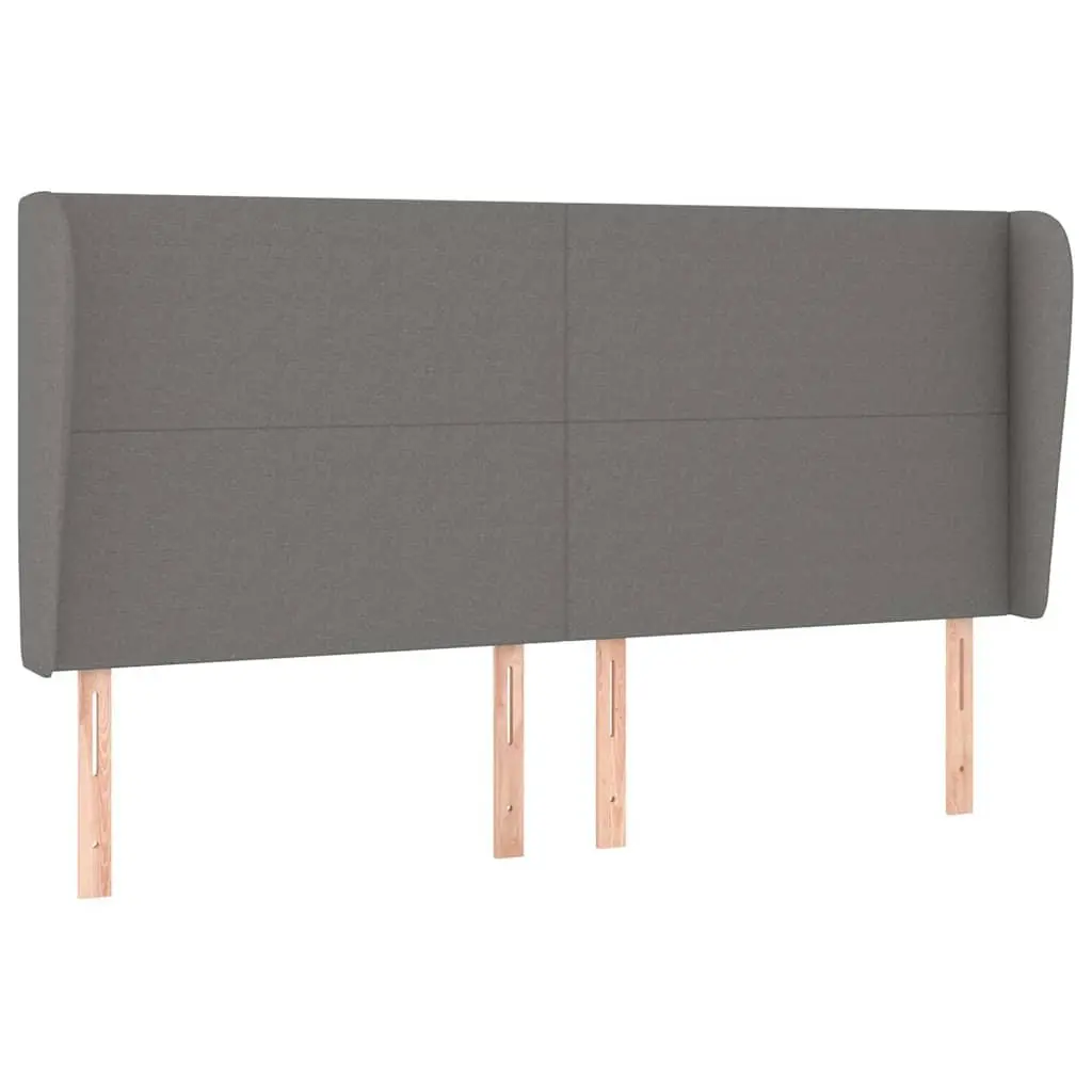 Headboard with Ears Grey Fabric 163 cm Adjustable Height Back Support