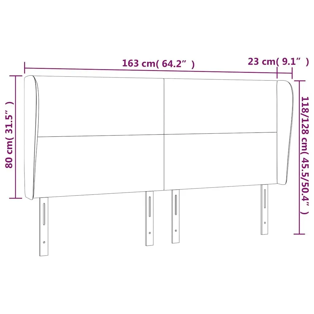 Headboard with Ears Grey Fabric 163 cm Adjustable Height Back Support