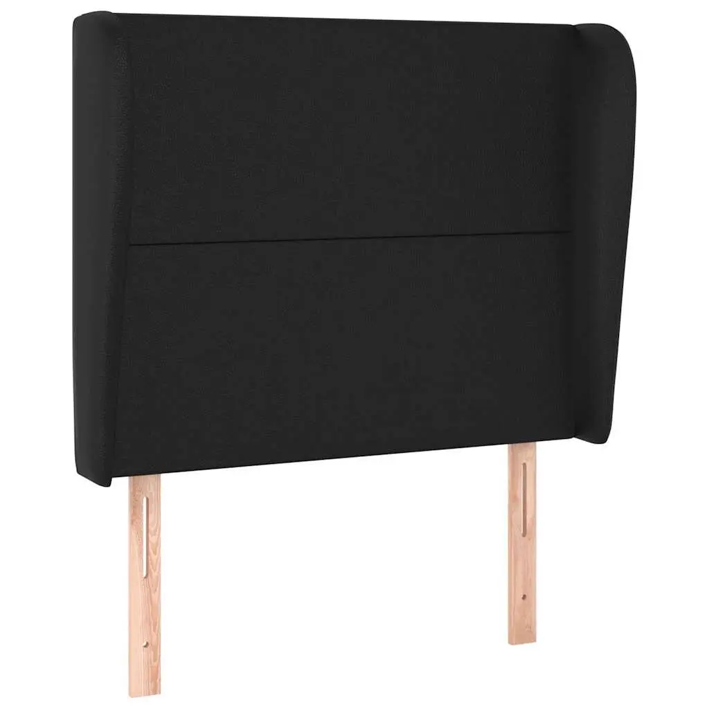 Black Faux Leather Bed Headboard with Ears 83 cm Support