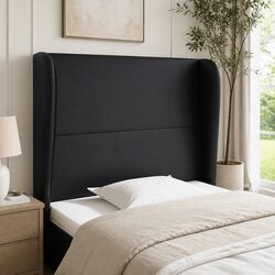 Headboard with Ears Black 103cm Faux Leather Bed Head Bedroom Furniture