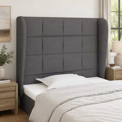 Headboard with Ears Grey 83cm Fabric Bedroom Furniture Adjustable Height Back