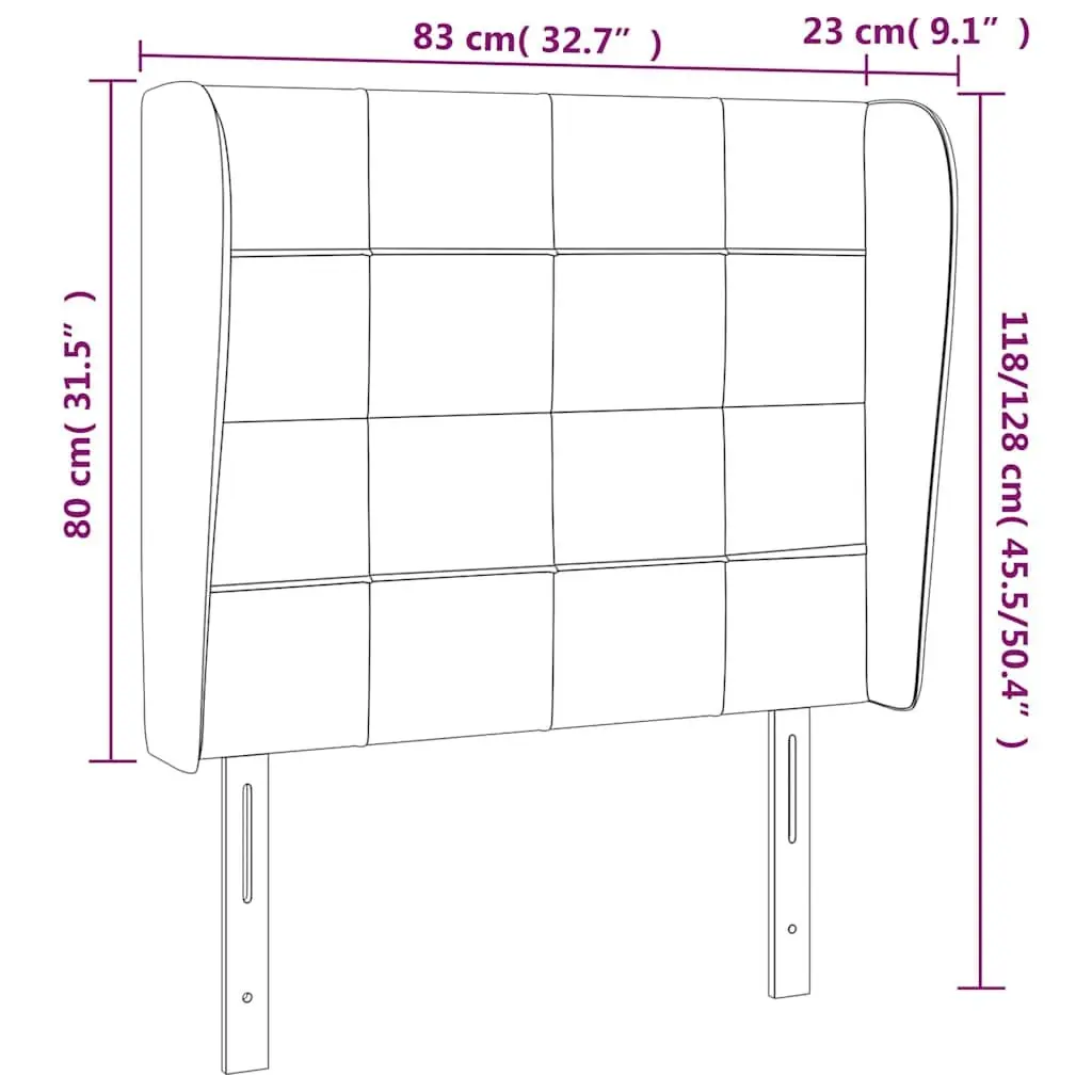 Headboard with Ears Grey 83cm Fabric Bedroom Furniture Adjustable Height Back
