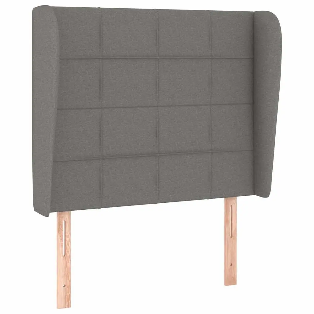 Headboard with Ears Grey Fabric 103cm Adjustable Bedroom Bed Head Support