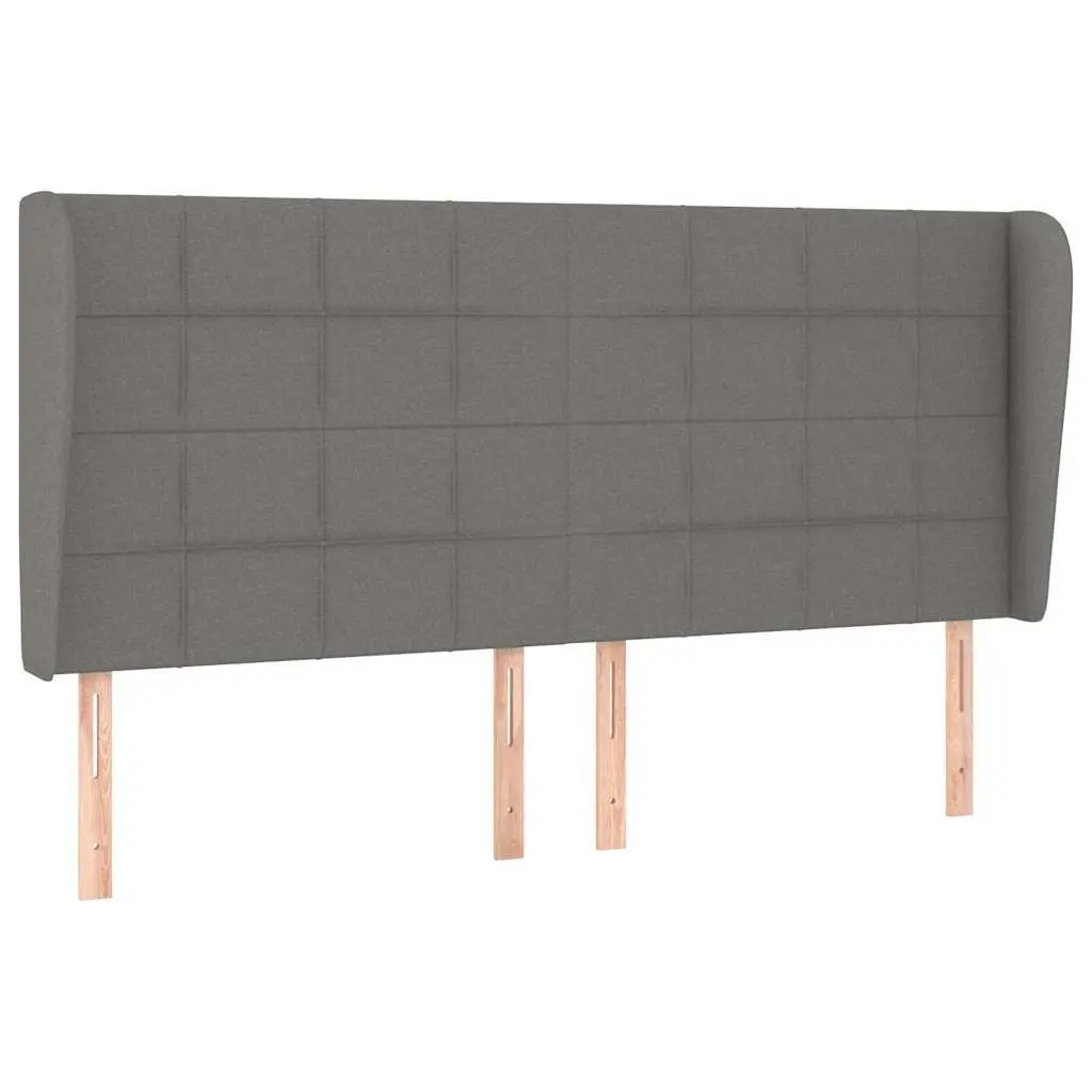 Headboard with Ears Grey Fabric Bedroom Furniture Adjustable Height 203cm