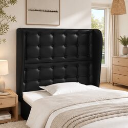 Your New Black Faux Leather Headboard with Ears Awaits