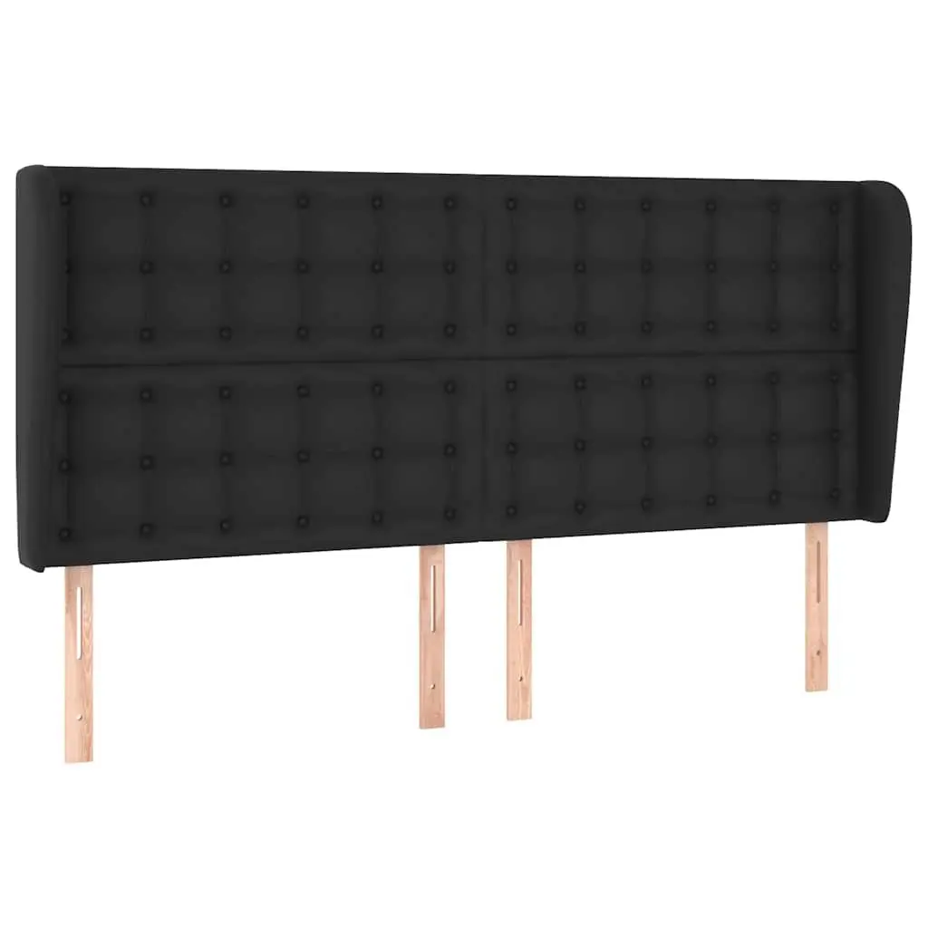 Headboard with Ears Black 163cm Faux Leather Bed Head Rest Bedroom Furniture