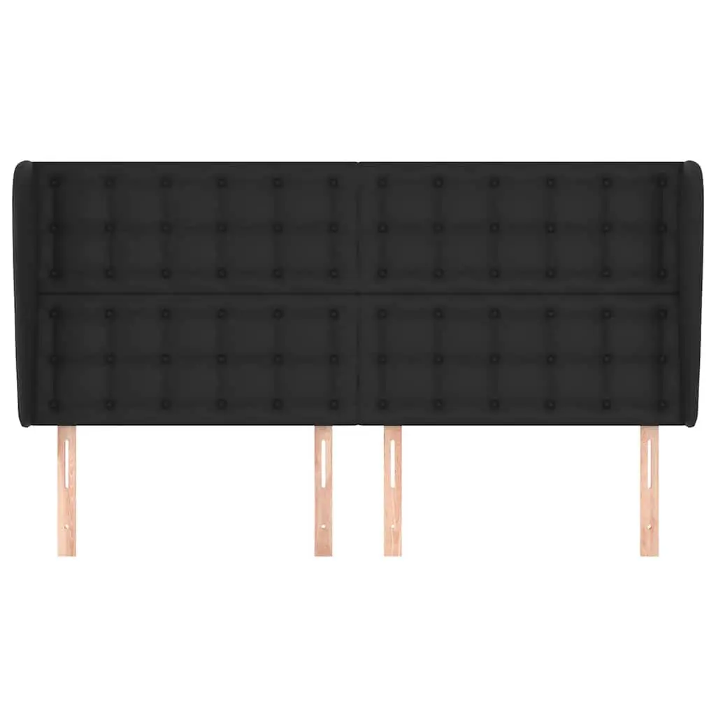 Headboard with Ears Black 163cm Faux Leather Bed Head Rest Bedroom Furniture