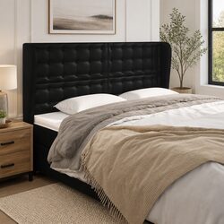 Friendly Black Faux Leather Headboard with Ears for You