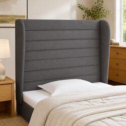 Friendly Grey Fabric Headboard with Ears for Your Bed
