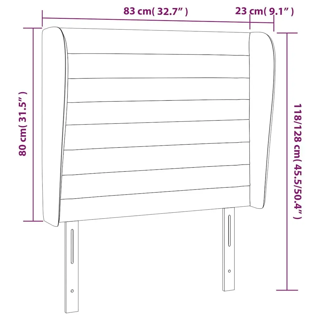 Headboard with Ears Grey Fabric 83cm Bedroom Furniture Adjustable Height Support