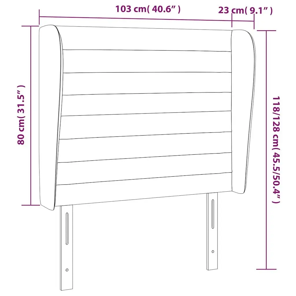 Fabric Headboard with Ears Grey 103cm Bedroom Support Adjustable Height