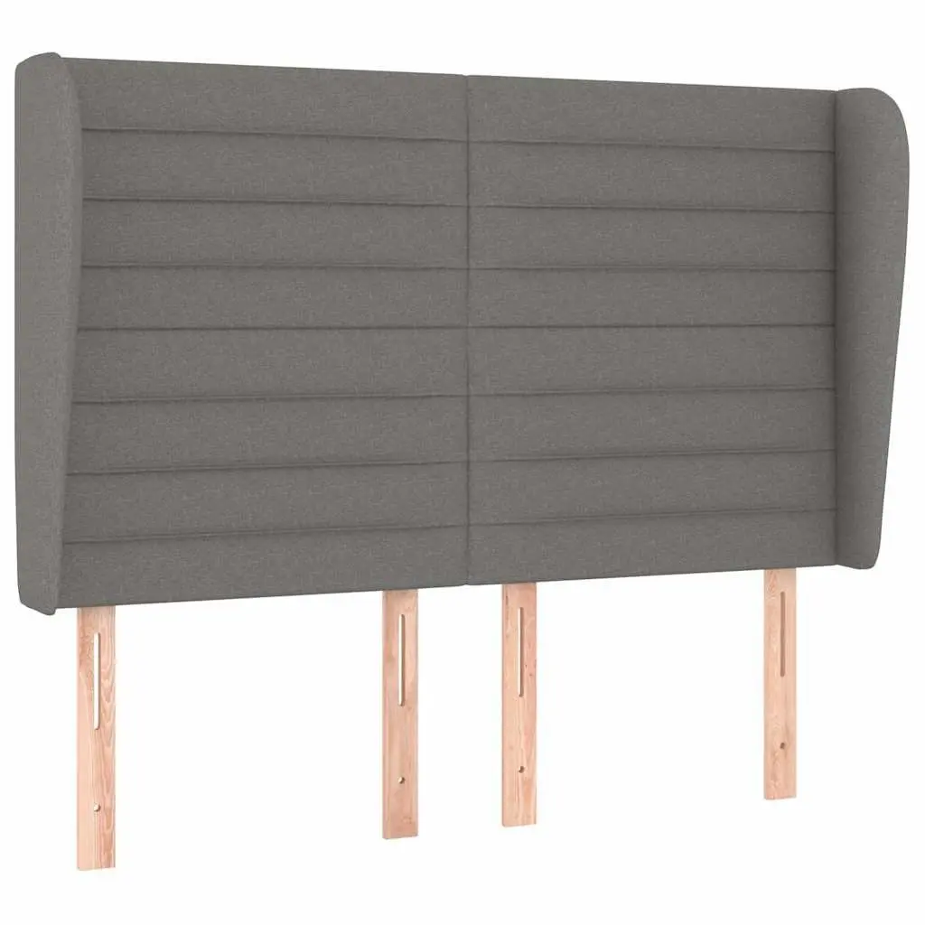 Headboard with Ears Dark Grey Adjustable Height 147x23x118128 cm Fabric Bedroom Furniture