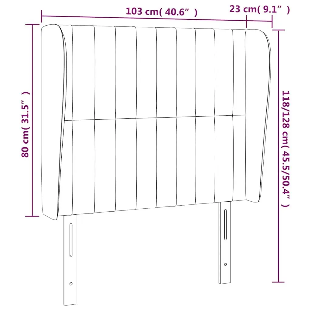 Fabric Headboard with Ears Grey 103cm Bed Head Support