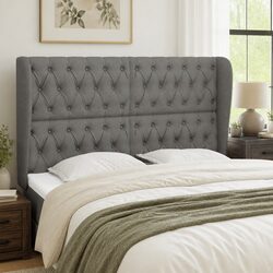 Headboard with Ears 147cm Dark Grey Fabric Bedroom Bed Head Rest Support