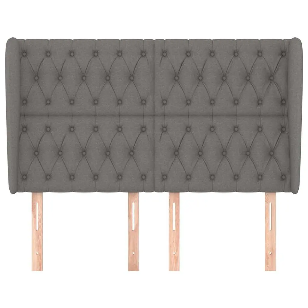 Headboard with Ears Grey Fabric 163 cm Bedroom Furniture Adjustable Height