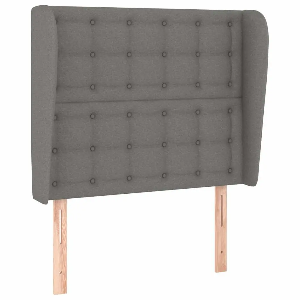 Fabric Headboard with Ears Grey Adjustable Height 83cm Wooden Legs