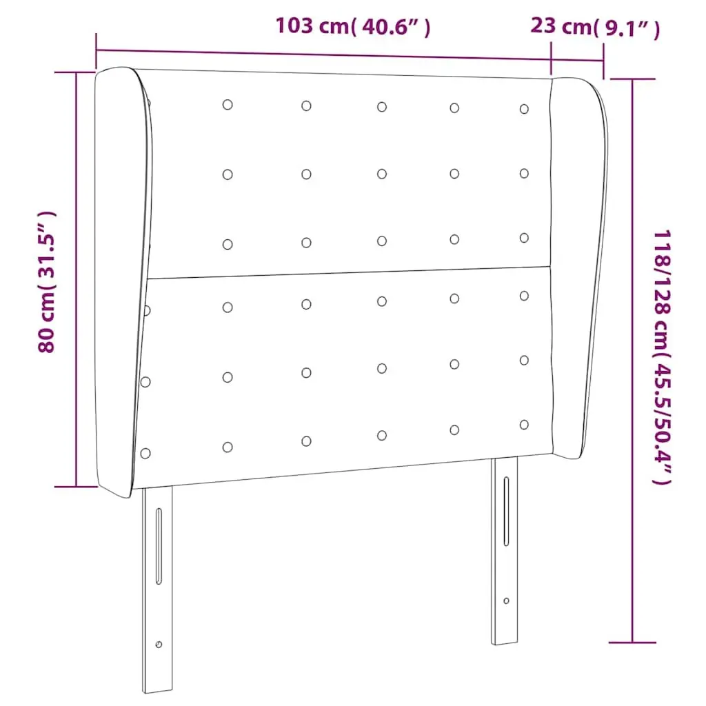 Headboard with Ears Grey Fabric 103 cm Bed Head Back Support